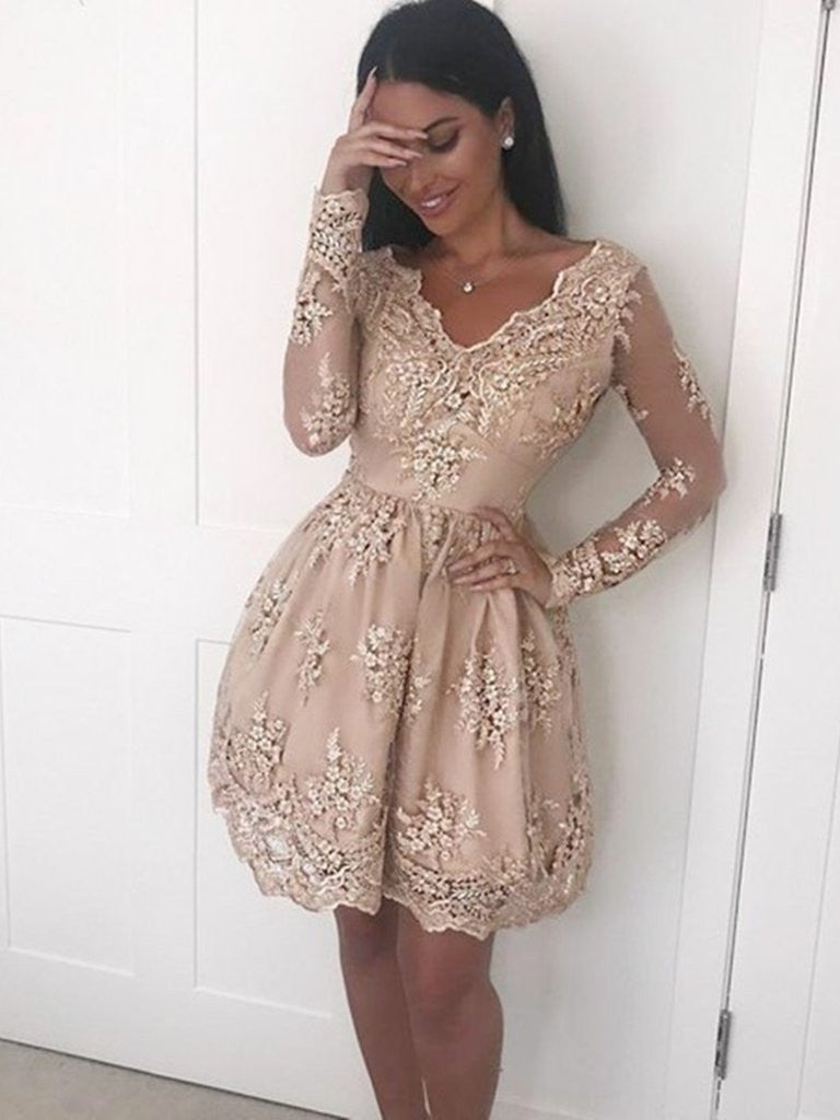 formal short dress with sleeves